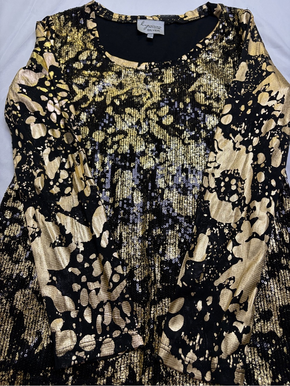 Lysse Silver Black and Gold Sequin Long Sleeve Tee